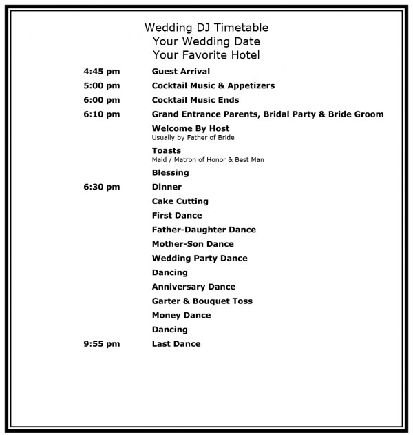 Proper Wedding Timeline Management for Receptions